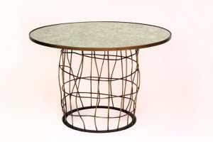 Basket Weave Center Dining Table Bronze Available In Steel With Faux Bronze Finish