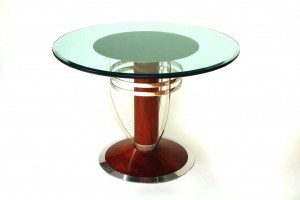 Polished Stainless With Mahogany Table