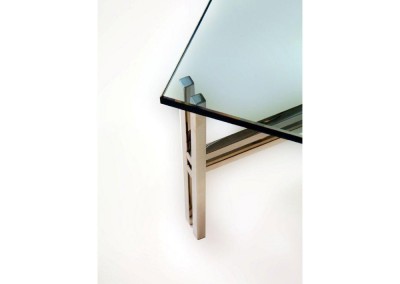 Double Leg Polished Stainless Coffee Dining Console Table Detail